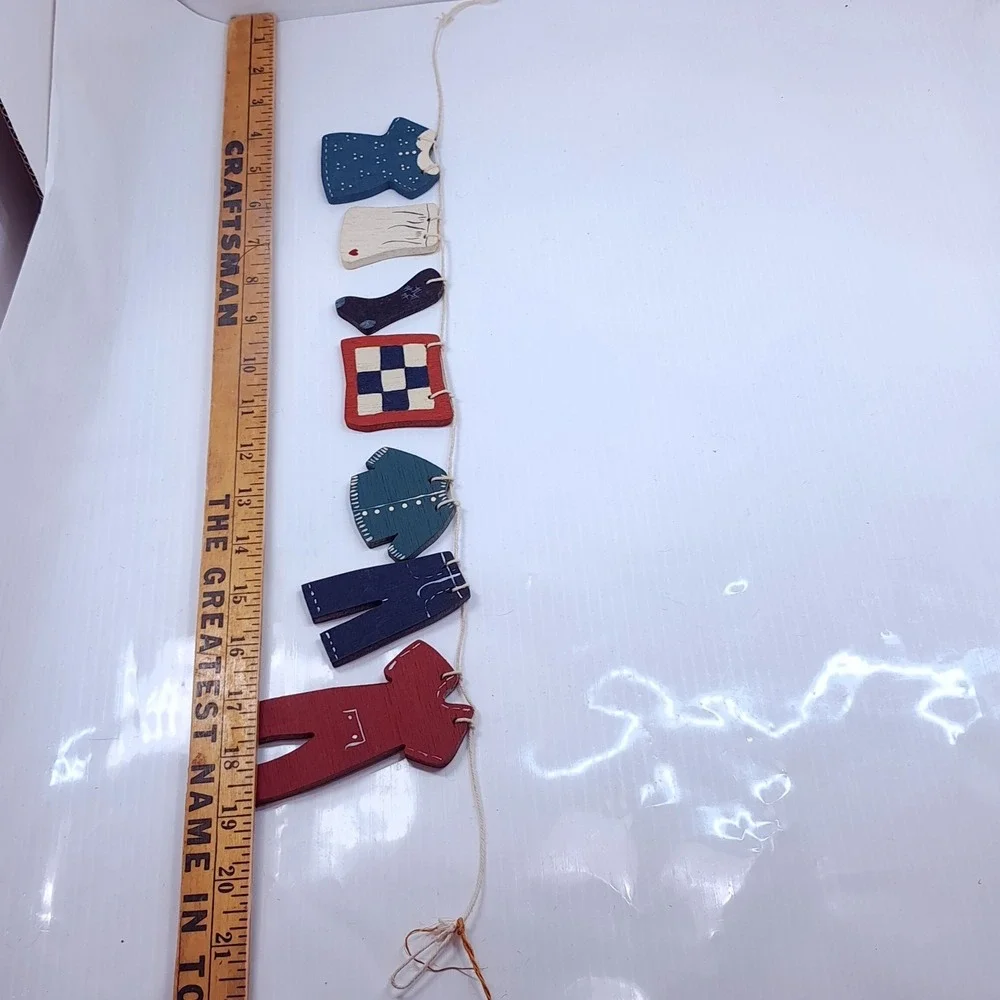 Wooden Laundry Decor Clothes on Clothes Line garland Farmhouse primitive cottage